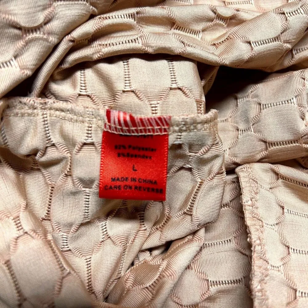 Roma Concept Jumpsuit Womens Large Nude Geometric Textured Scoop Neck Yoga NWT - Picture 11 of 13